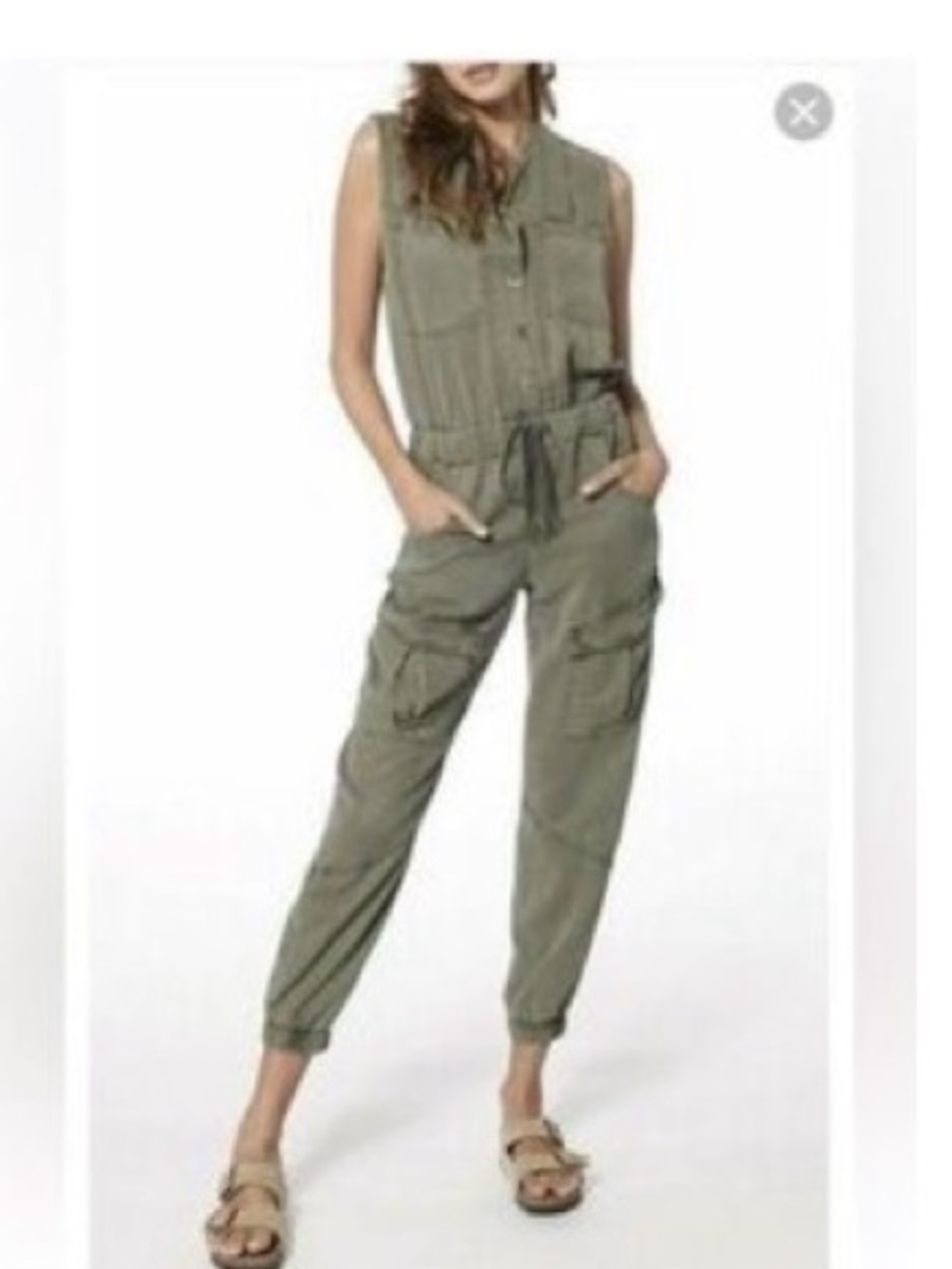 Young Fabulous & Broke Olive Green Sleeveless Utility Jumpsuit